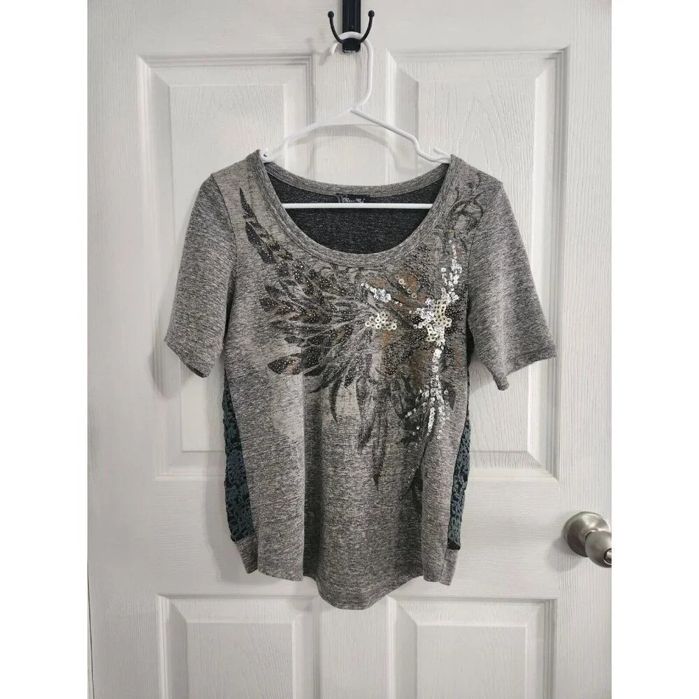 Miss me tee grunge punk rock edgy embellished sequins Glam Y2k Small